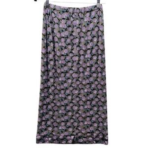 Vintage Flax Maxi Skirt Small Slinky‎ Knit Dark Romantic Boho Floral Ethereal